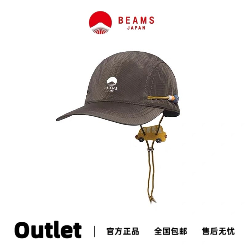 BEAMS创意diy抽绳时髦格纹速干帽