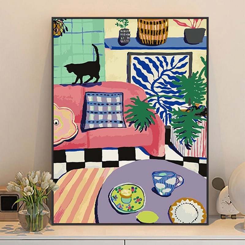 in马蒂斯抽象派数字油画diy填充手工绘丙烯填色油彩画装饰画