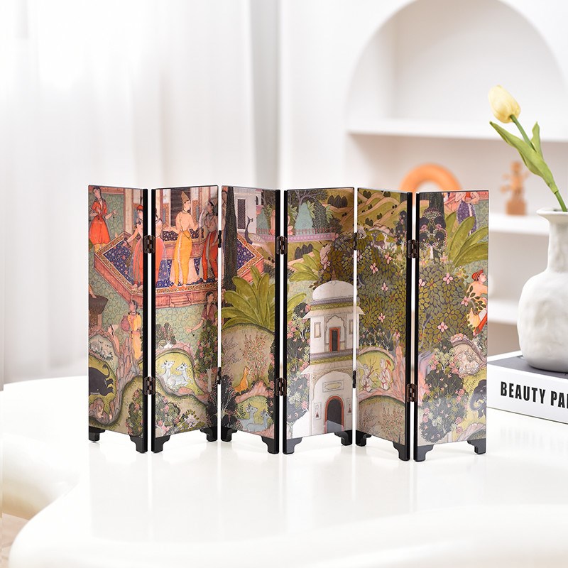 南洋风桌面小屏风面漆器玄关摆件复古电视柜装饰礼品送人礼盒装