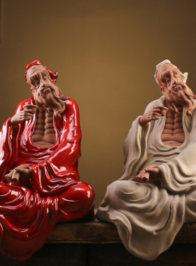 滢鑫 陶瓷茶圣陆羽雕像摆件创意家居茶空间桌面工艺品室内装饰品