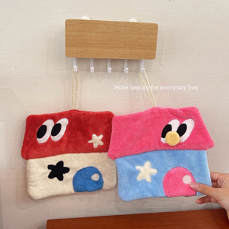 可爱擦手巾挂式吸水加厚厨房抹布卡通擦手帕毛巾洗手小方巾卫生间