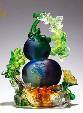 琉璃葫芦摆件家居装饰品客厅办公室酒柜高端大气开业乔迁新居礼物