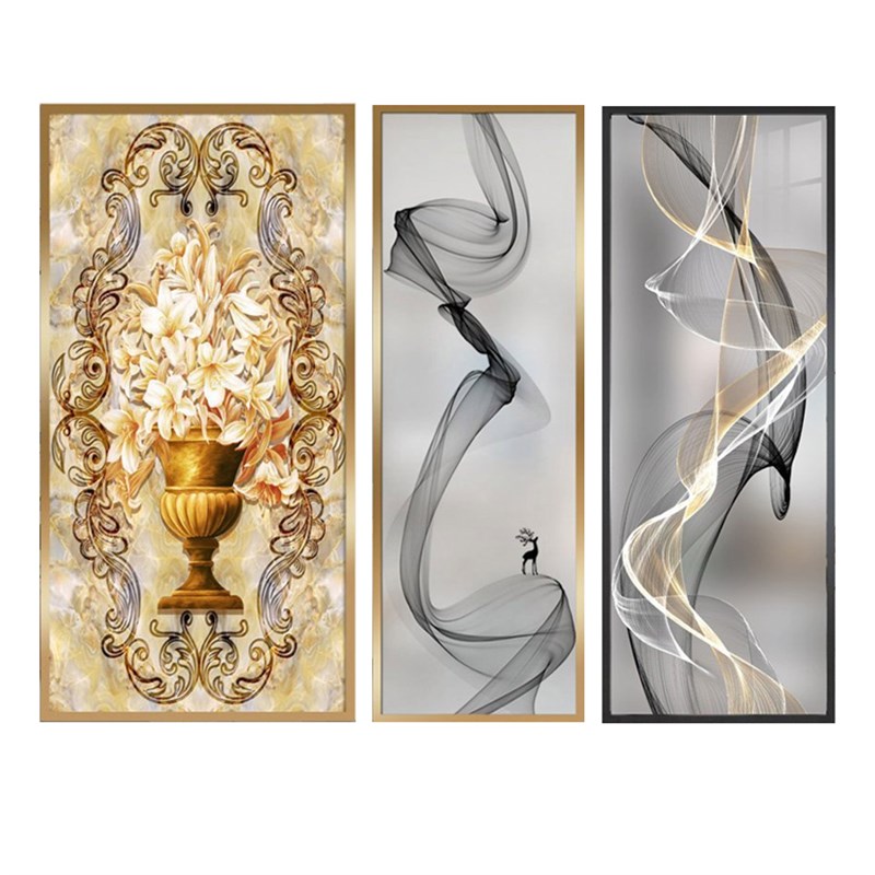 定制隔断屏风玄关夹胶夹绢夹丝夹画家用钢化玻璃中式抽象山水飘带