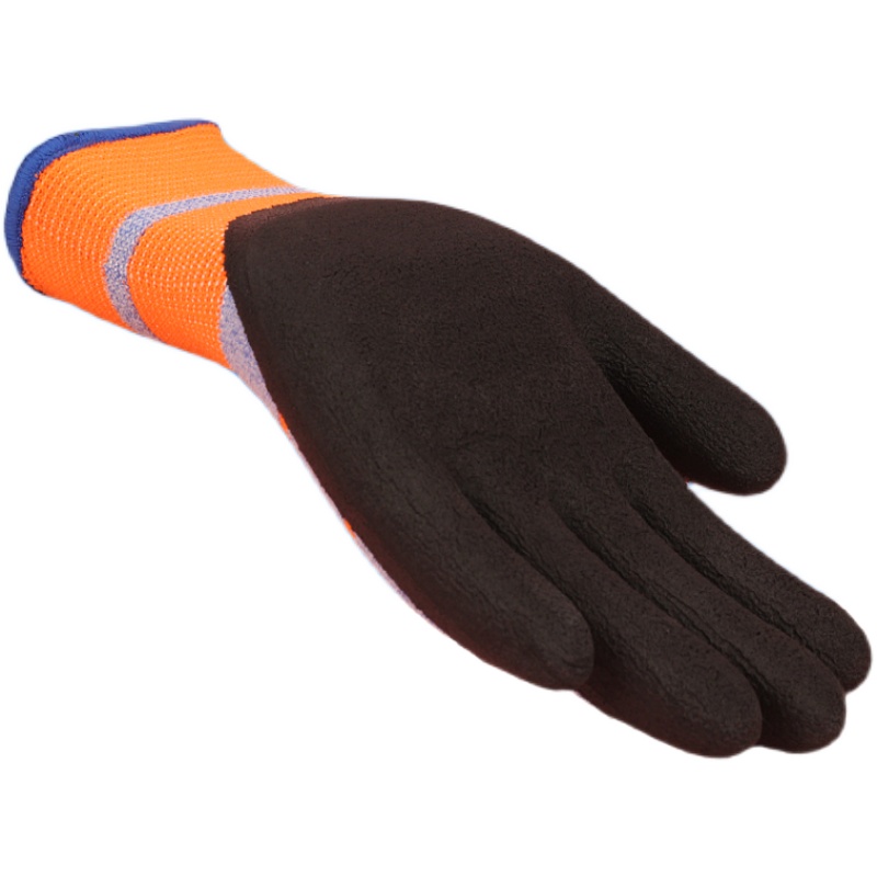 弘鼎弹力王手套劳保耐磨带胶发泡手套涂胶防滑工地塑胶薄款透气男