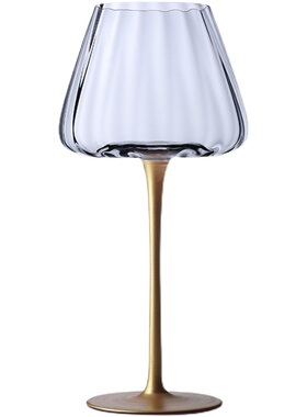 欧式插棱勃艮第葡萄酒杯香槟杯家用大肚红酒杯黑领结金杆高脚杯子