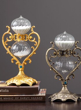 欧式心形爱心旋转沙漏计时器摆件30分钟创意计时复古轻奢桌面摆设