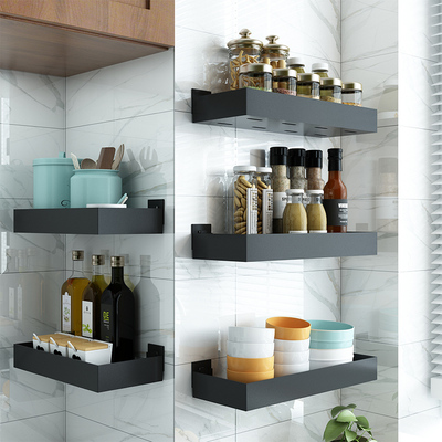 厨房不锈钢置物架墙上壁挂式免打孔调味料收纳架客厅卫生间沥水架