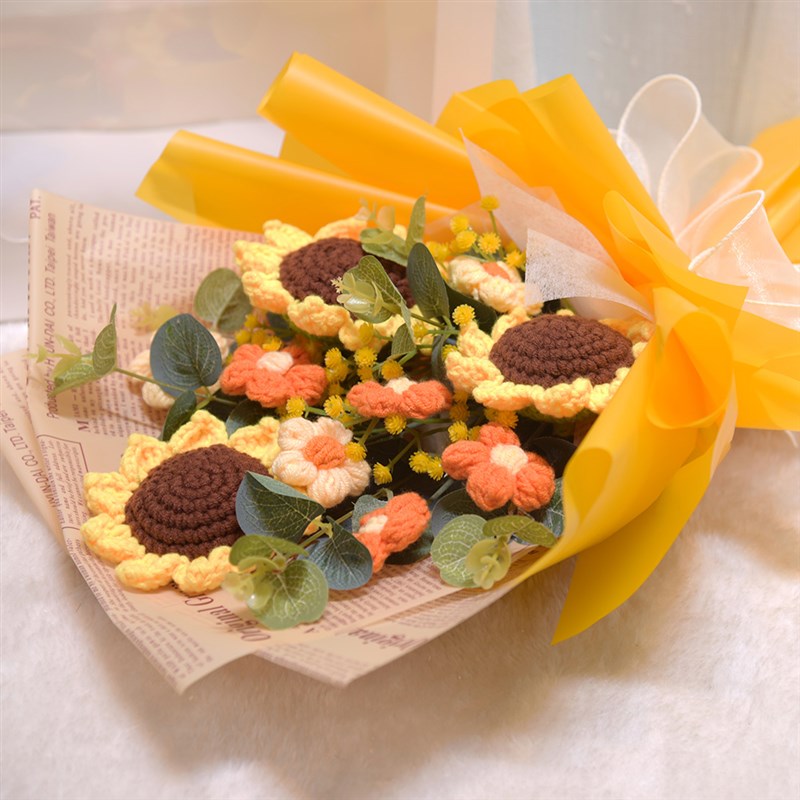 仪式感生日礼物实用女老师手工针织毛线泡芙花创意成品送闺蜜女友