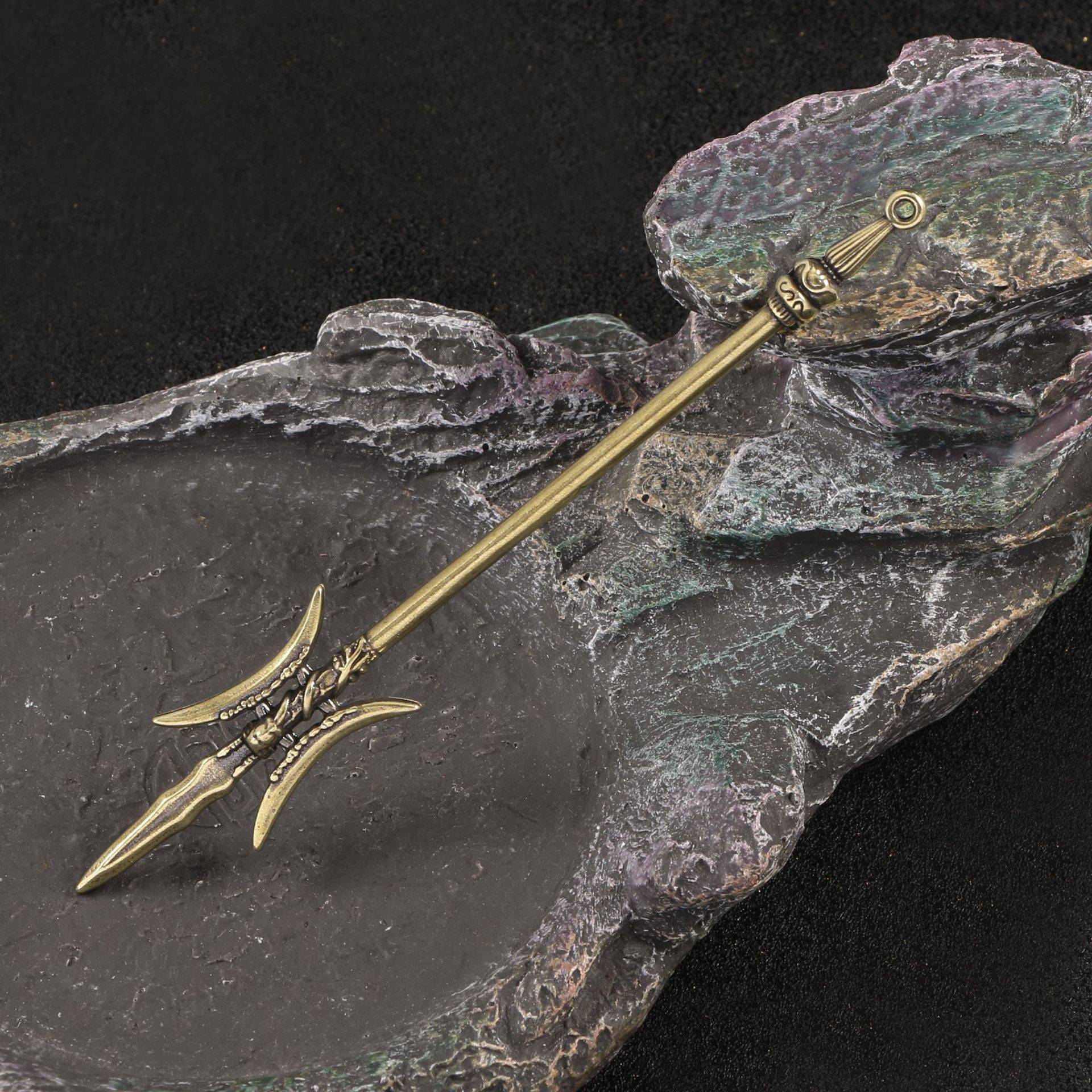 黄铜仿古玩三国演义古代兵器吕布方天画戟武器钥匙挂件挂饰收藏品