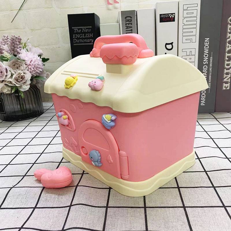 可爱卡通宝宝儿童女孩小房子diy存钱罐塑料大屋子公仔别墅储蓄罐