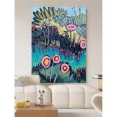 小众抽象风景手绘油画彩色趣味卡通涂鸦装 饰画客厅挂画玄关肌理画