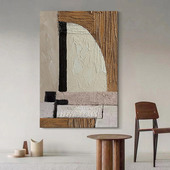 饰画 画客厅立体装 画卧室极 画玄关纯手绘油画 饭厅侘寂风肌理画