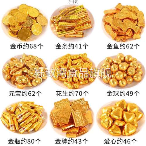 厂家醇黑巧克力金币元宝巧克力蛋糕装饰结婚庆摆件喜糖果跨境电商