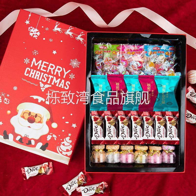 德芙巧克力圣诞节盒装不二家棒棒糖礼盒卡通软糖女生儿童零食大礼