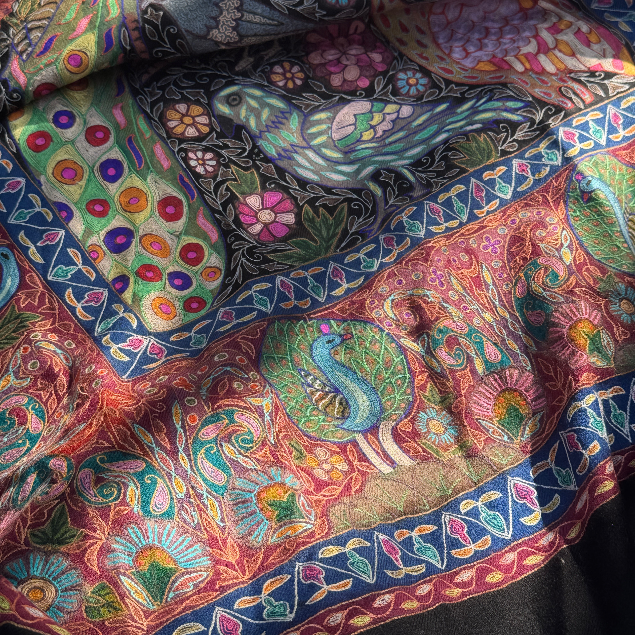 复古花鸟 KK刺绣 stole size克什米尔手工披肩围巾