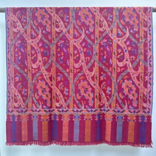 Vintage手纺线玫红色古典复古图案炫技小色块卡尼