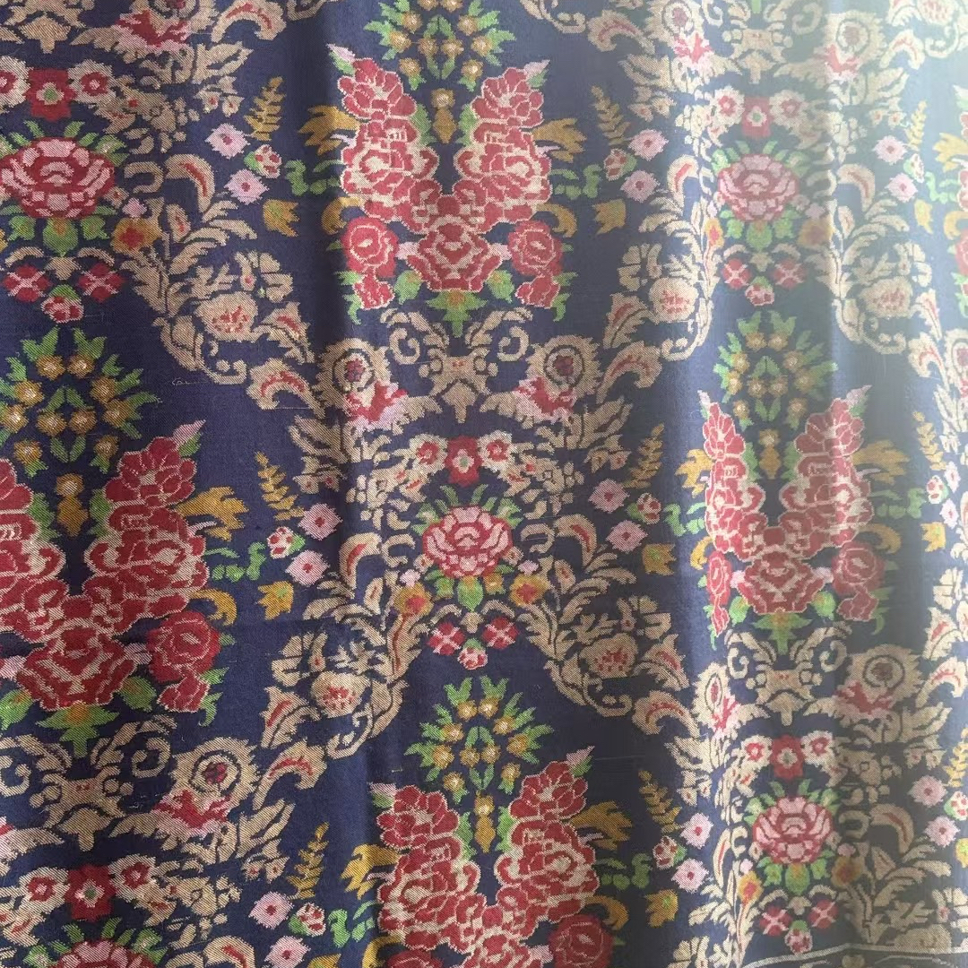 QR认证炫技藏品级2.5y藏蓝色卡尼高级大气克什米尔披肩围巾