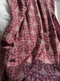 QR认证手纺线 Vintage宫廷紫真丝满绣克什米尔披肩