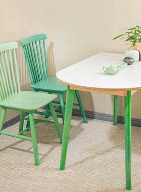 实木饭厅椅温莎色010101彩色马卡龙家用靠背多胺酒店凳子原北欧餐