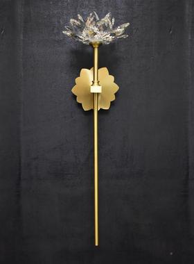 禅意卧复古新中MB9988式室床头水晶莲花壁灯全过道客铜厅背灯景墙