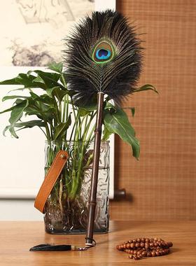 毛手工竹制除尘掸孔雀毛鸵鸟鸡毛子撢除尘扫家灰用不ZJ-23071扬尘