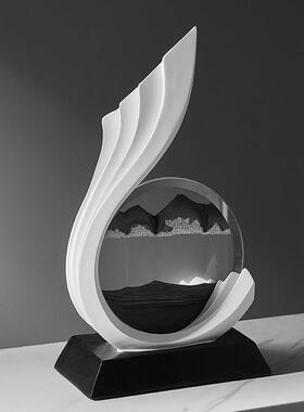 风生水客起创意水墨流品沙SHBH1025画摆件轻高档厅电视奢柜酒柜装