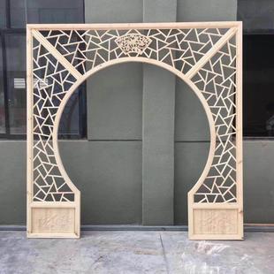 新式 园形月洞门实木仿古厅月亮门客博古OTW中架圆拱门中医馆风屏