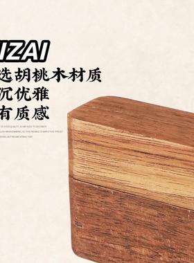 IZAI他 吉K他TUL拨片收纳盒黑胡桃实木盒c子民谣电吉贝斯Pik收藏