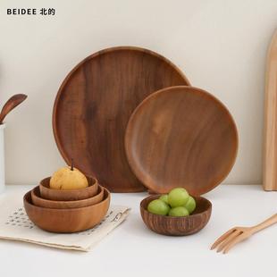 午相思木家用圆盘深菜盘沙盘饭碗小菜碟果盘下茶盘盘LQX甜拉品点