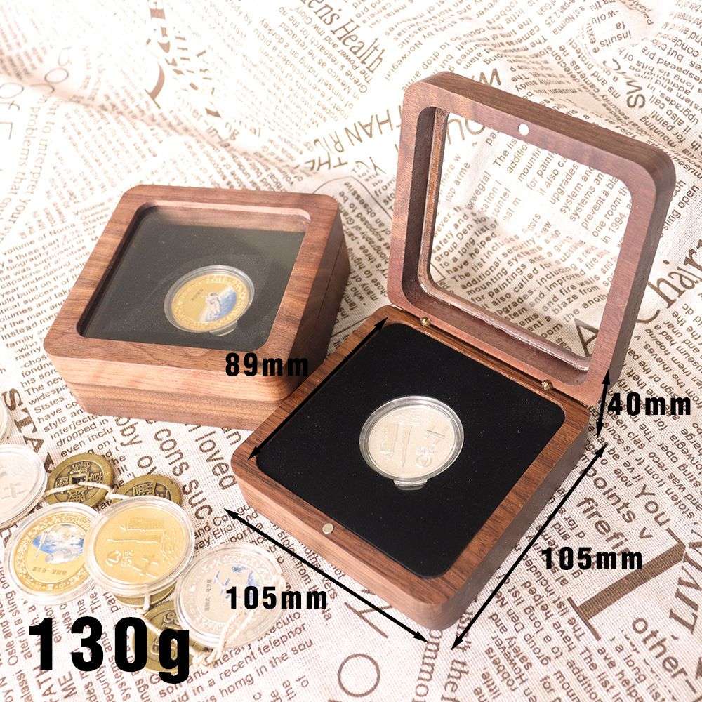 透明开窗纪念币徽章奖牌木盒袁大头古钱币包装收藏银币评级收纳盒