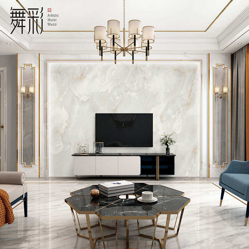 壁布现代简约彷大理石客s厅电视背景墙壁纸影视墙装饰壁画墙布20
