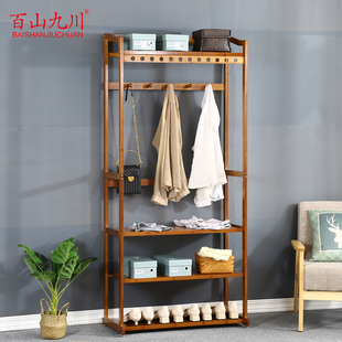 加高款衣帽架挂衣架一体置物架落地挂H风衣玄关竹实木卧室晾衣架