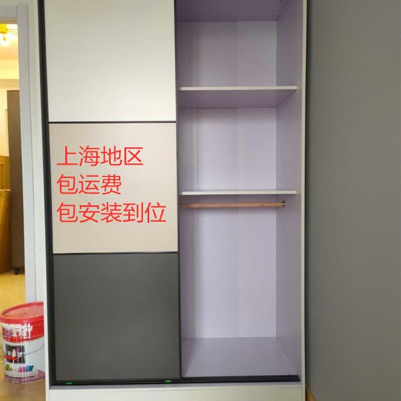 新款板式移门衣柜两门移门衣橱三色款出租K房衣柜小户型储物移门