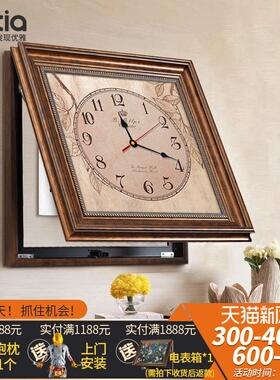 电表箱装饰画带钟表免打孔配电y箱欧式遮挡电闸盒子大尺寸客厅挂