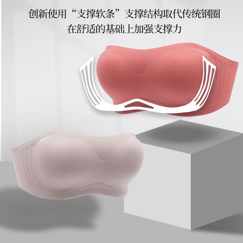 无肩带内衣抹胸女秋季薄款大胸显小胸聚拢裹M胸防滑防走光隐形文