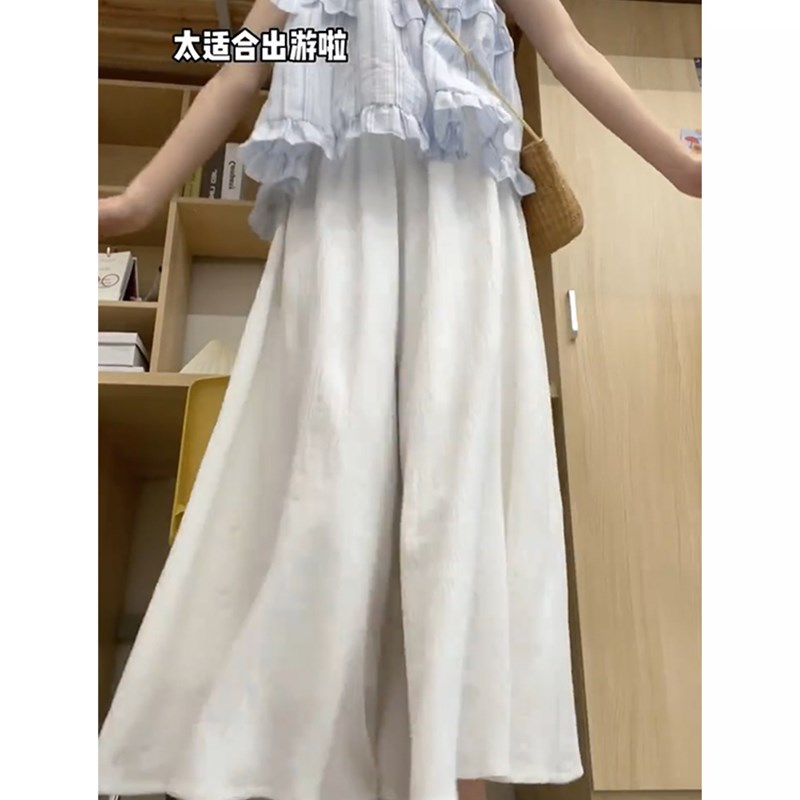 2024爆款大码白色裙裤夏v款女小个子阔腿裤胖mm显瘦遮肚a字裙