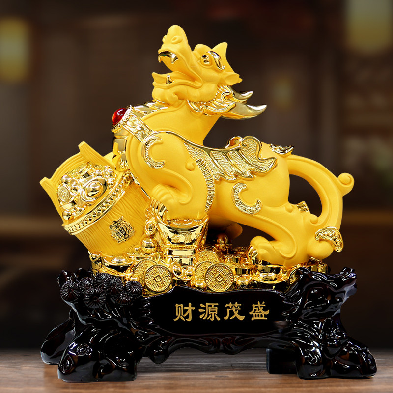 貔貅摆件一对公母皮丘客厅店铺家居装饰品金貔恘S招财聚财开业礼
