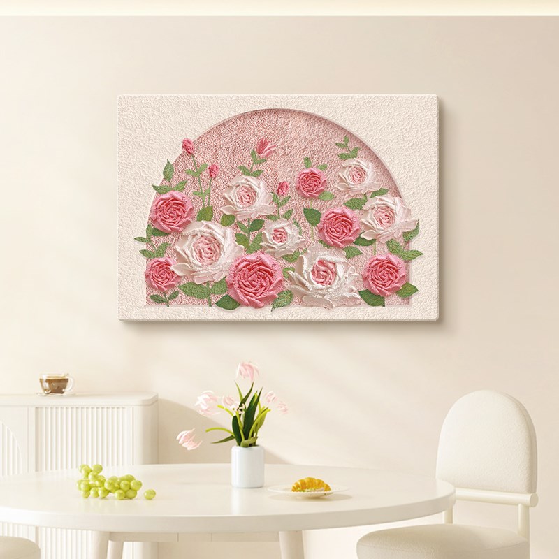 奶油风电表箱装饰画玫瑰花v卉强配电箱盖板闸盒遮挡餐桌挂画高级