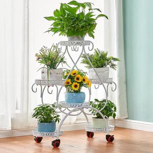 绿萝花盆架客厅阳台心形花架子家用 花架置物架铁艺多层带轮落地式