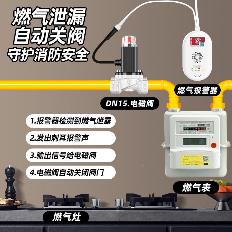 燃天然泄报警器气管道漏机械手电磁阀家气用厨房无线自JT-BLS-9闭