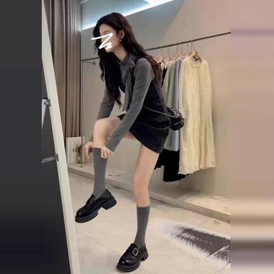 2025新款小个子miu系穿搭一整套连衣裙子女秋冬法式波点短裙套装