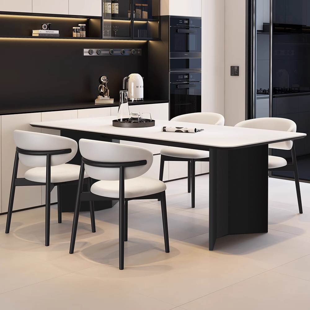 复古意式极简岩板餐桌椅现代简约家用小户型长方形西餐桌吃饭桌子