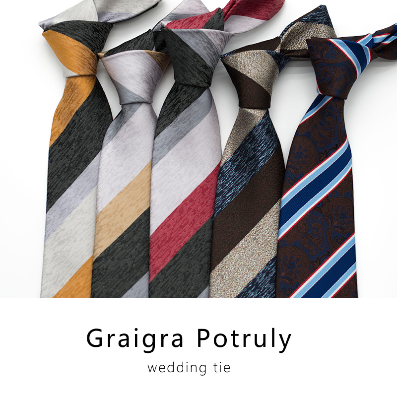 意大利时尚条纹领带男士黑色灰色