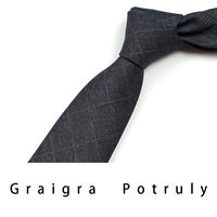 Men's plain grey 8cm casual retro suit and tie with a checkered pattern, business-like high-end zipper style thumbnail 2
