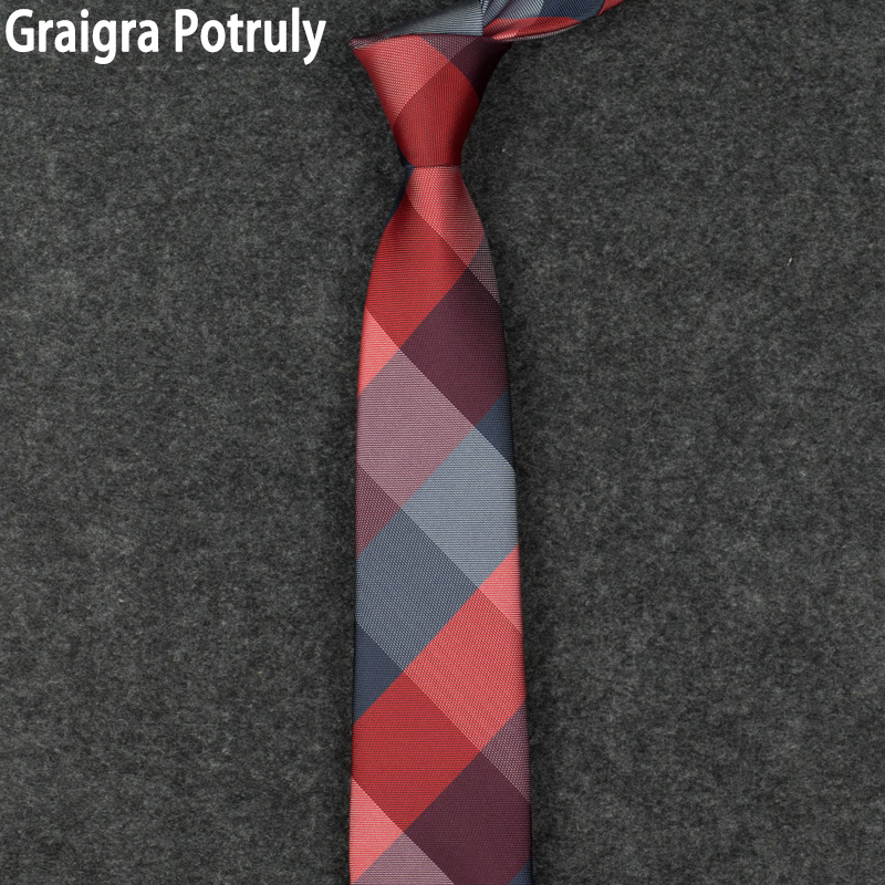 红色格子领带男正装新郎伴郎7cm