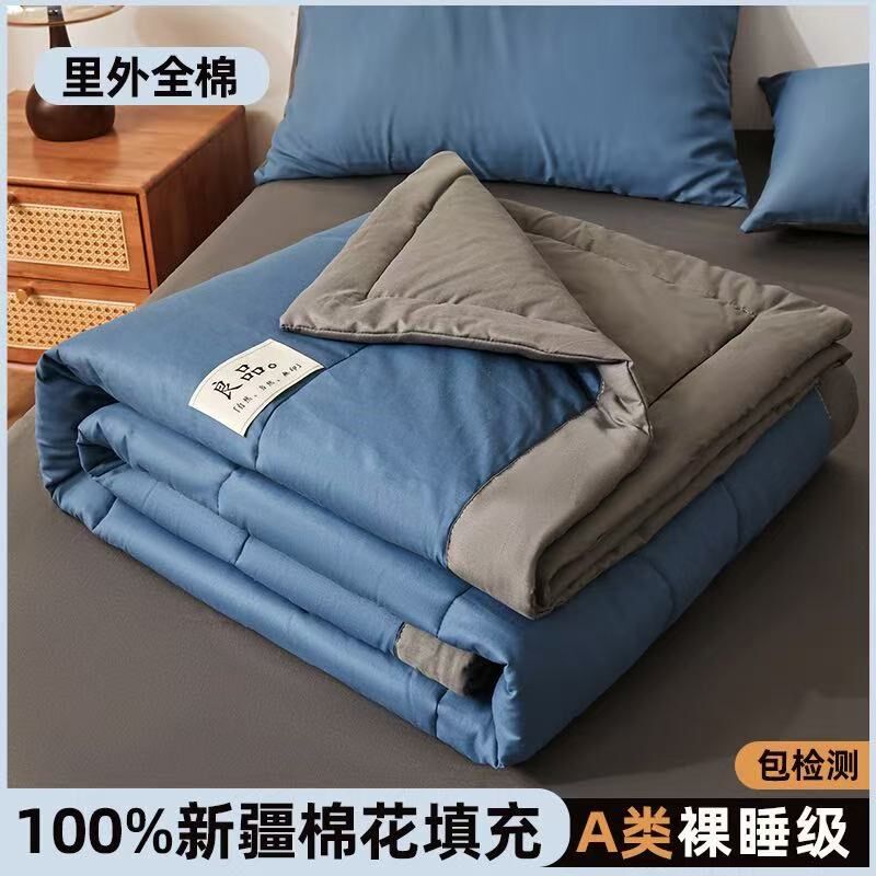 高级感100里外全棉空调被芯夏凉被四G件套可机洗A类新疆纯棉花被