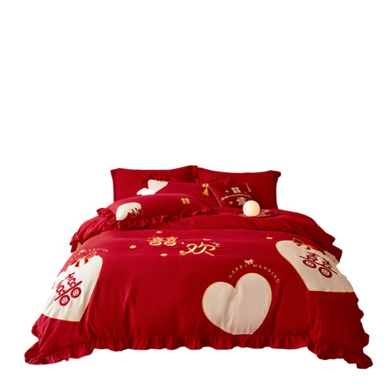 100支结婚四件套全棉2025新款红色喜被婚庆婚X床床上用品4,床上用品,婚庆床品套件,淘宝优惠券,粉丝福利购,淘宝优惠卷