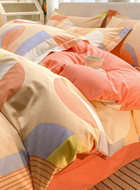 纯棉加厚磨毛被套单k件秋冬条纹全棉双人200x230被罩被子套被芯套