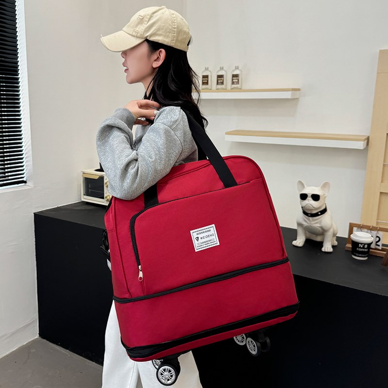 万向轮行李d包女短途高颜值带轱辘的旅行包便携式四轮差旅包大容