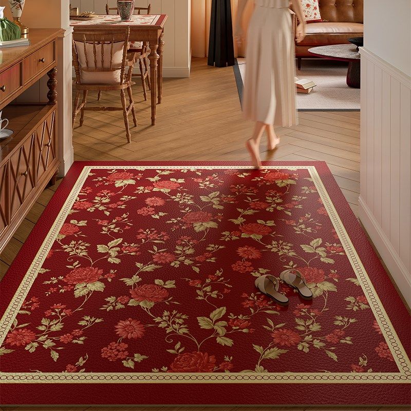 黛拉美式喜庆f入户门地垫红色皮革脚垫门垫耐脏免洗地毯可裁剪进,居家布艺,入户地垫,淘宝优惠券,粉丝福利购,淘宝优惠卷